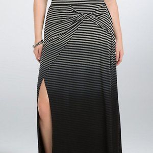 Striped Wrap Maxi Skirt